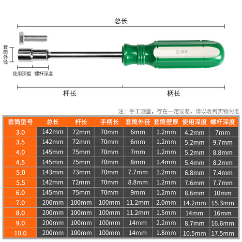 薄壁套筒螺丝刀螺丝批外六角六角套筒批扳手起子345.5 7 8 9 10mm