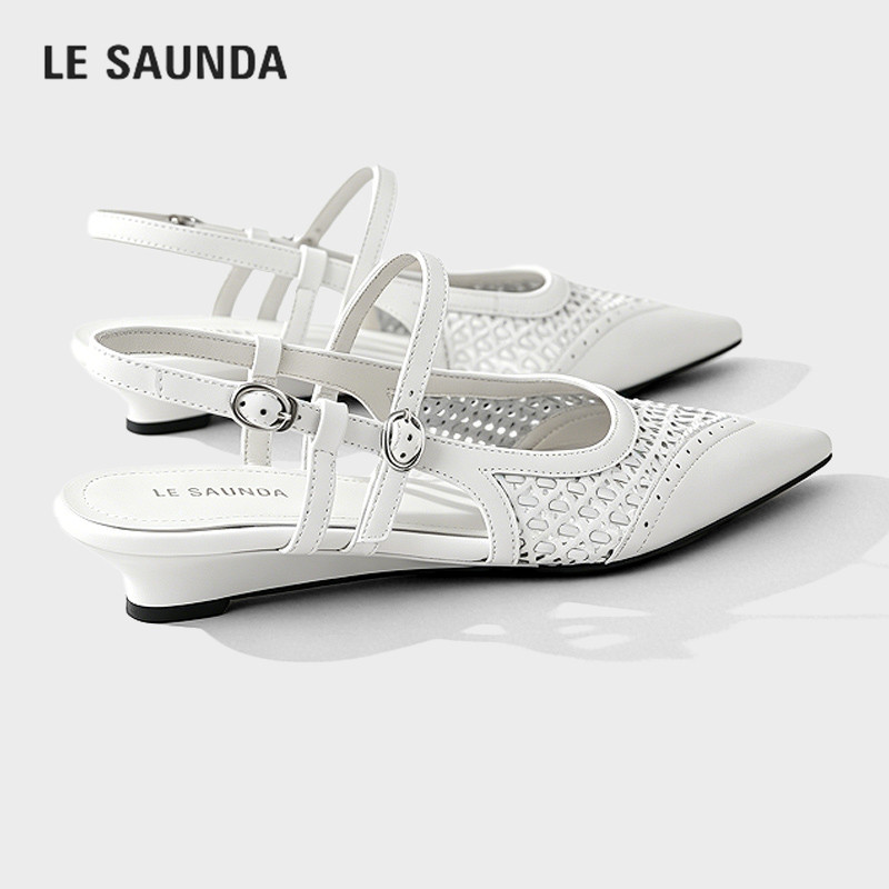 LESAUNDA/莱尔斯丹镂空尖头凉鞋