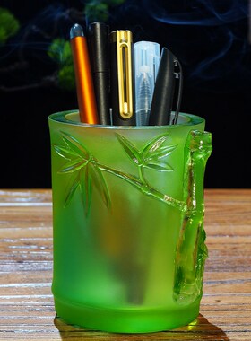 节节高升笔筒摆件琉璃富贵竹子客厅办公室桌面装饰乔迁商务送礼品