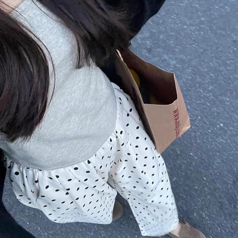 白色波点裤阔腿小个子九分夏季裤子女薄款大码胖mm显瘦休闲气球裤