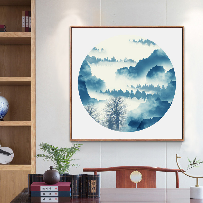 新 中式玄关装饰画客厅沙发背景墙山水画书房禅意餐厅壁竹子挂画