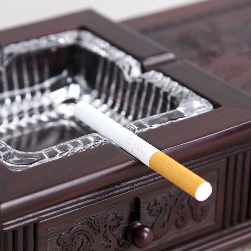 紫檀木烟灰缸实木质中式装饰烟缸时尚复古创意个性烟灰缸玻璃烟缸