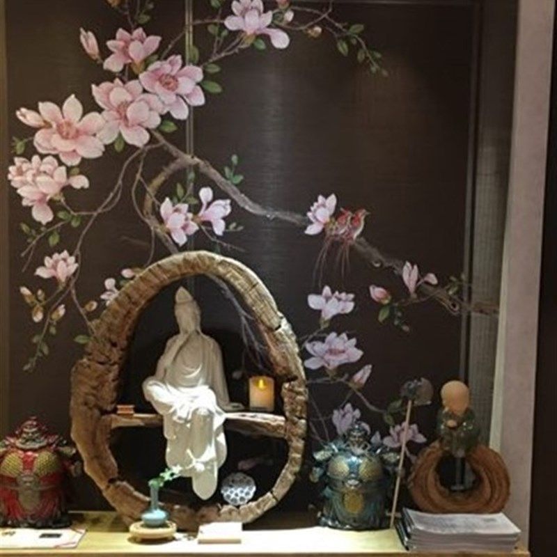手绘竹帘挂饰墙壁装饰中式复古墙面窗帘卷帘隔断禅意竹编茶室家用