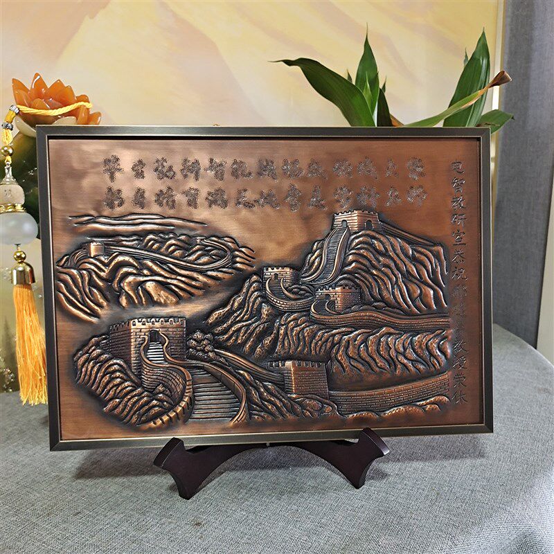 来图定制铜浮雕画摆件精工细雕办公家庭装饰铜画大厅铜壁画
