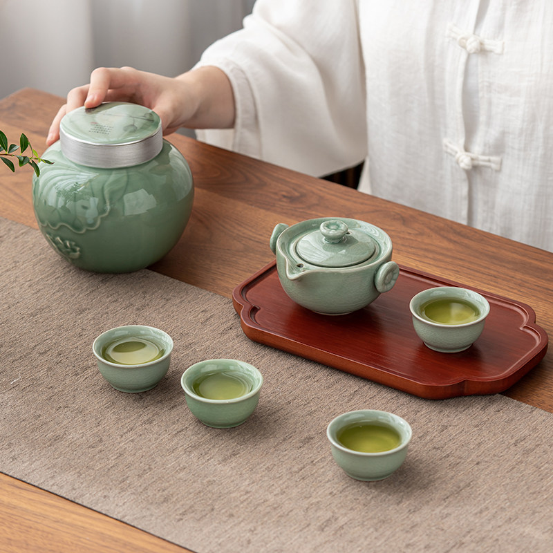 新款茶叶礼盒装空盒创意陶瓷罐带茶具红茶绿茶龙井白茶包装盒定制