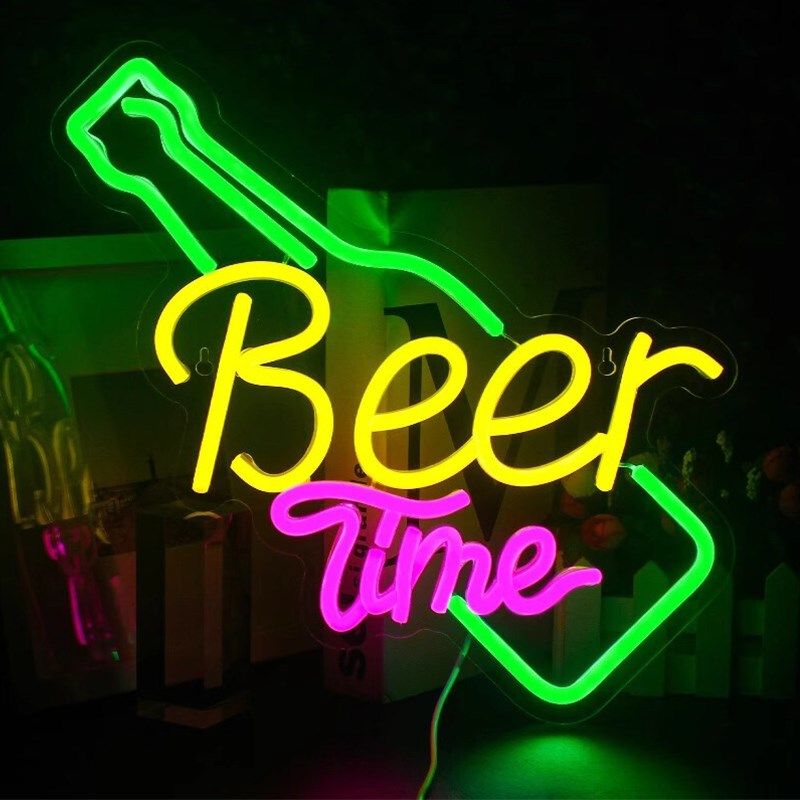 网红酒吧酒馆beer酒杯造型霓虹灯发光字广告牌定制壁挂式招牌定制