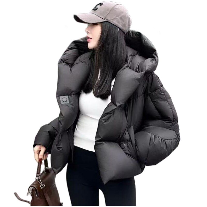 高级感超好看黑色短款羽绒服女冬季2025新款时尚洋气面包服厚外套