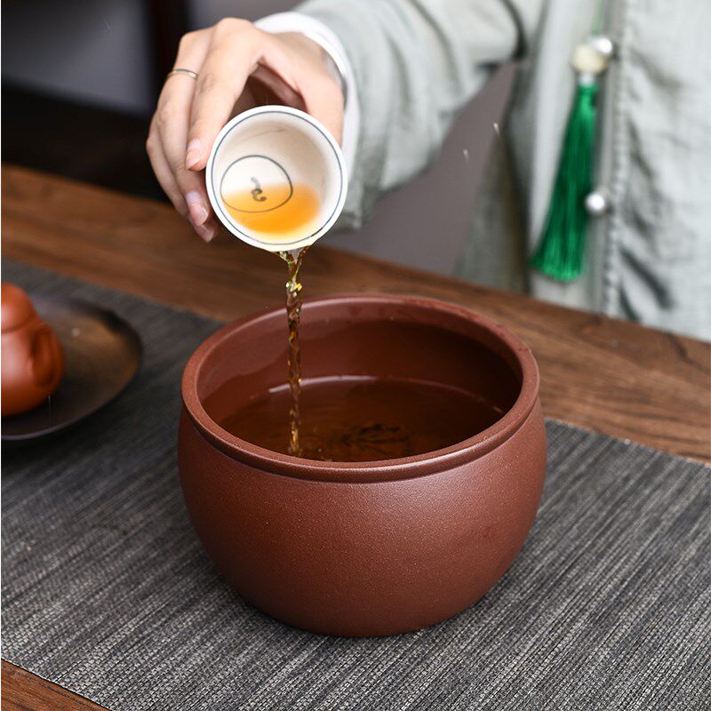 全纯手工宜兴原矿紫砂茶洗缸功夫茶具配件水盂茶桌台小号家用高端