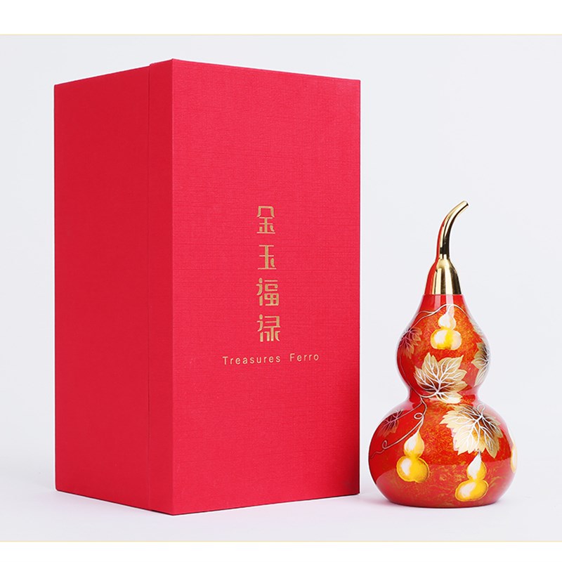 黄铜《五福临门》葫芦摆件中式家居客厅玄关电视柜装饰品摆设礼品