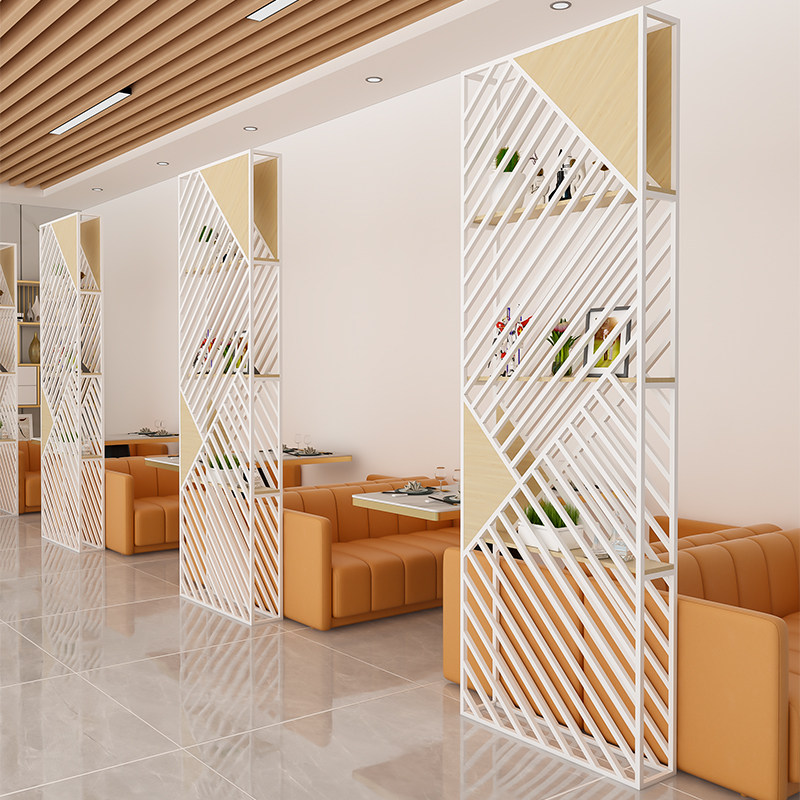 北欧创意置物架办公室铁艺绿植隔断餐厅咖啡厅饭店卡座屏风装饰墙