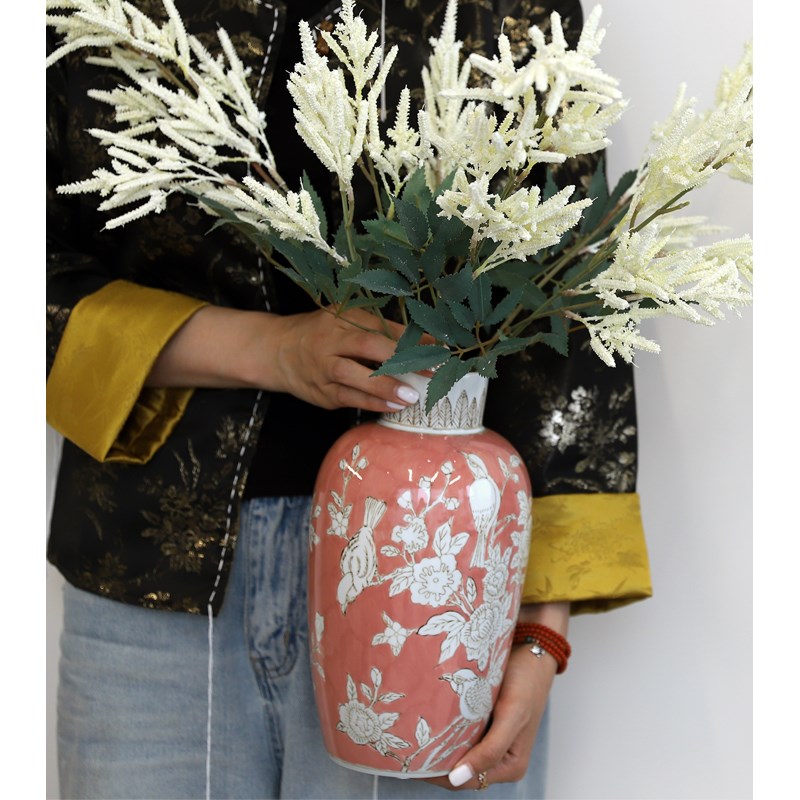 芙菡居品牙绯色灯笼瓶陶瓷花瓶客厅玄关餐桌电视柜手绘青花瓷摆件