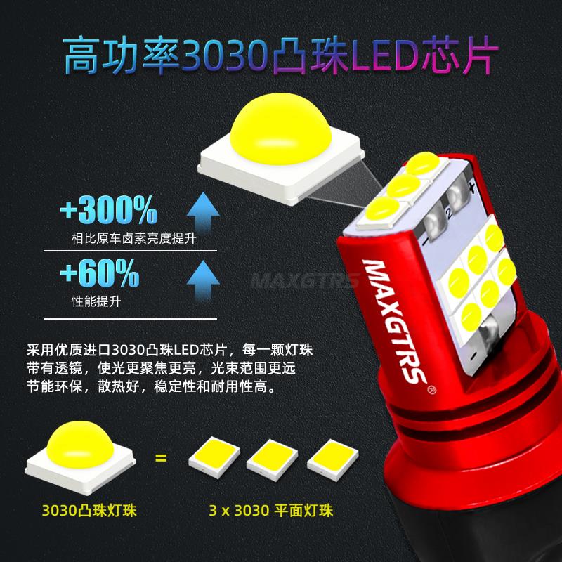 12V刹车灯超高亮汽车LED灯泡透镜聚光7443 1157高低脚双丝改装