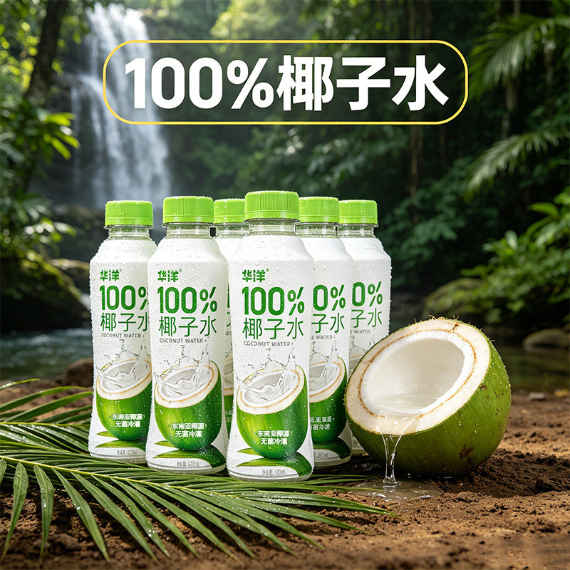 华洋 100% 椰子水 420ml 萃取新鲜椰汁天然电解质日常饮品16