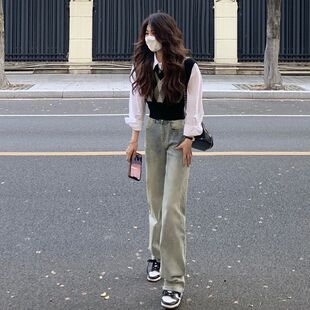 配马甲女早春衬衣外搭毛衣坎肩上衣 针织背心叠穿衬衫 2026新款 春装