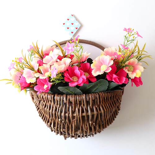 壁挂花盆花篮藤编花盆阳台花架墙壁挂编织悬挂竹编挂墙挂花篮