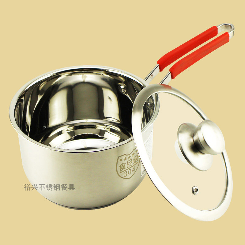 304不锈钢复底奶锅宝宝小奶锅不粘锅单手柄汤锅电磁炉通用小锅具