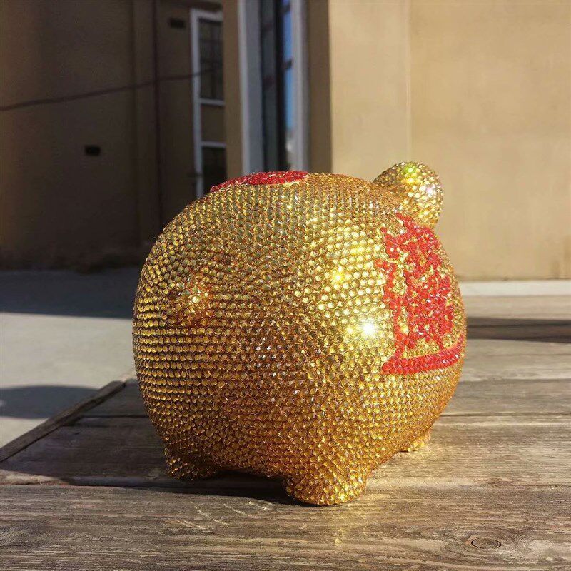 手工贴钻猪年卡通金猪大号存钱罐小猪猪儿童储蓄罐储钱罐防摔礼物