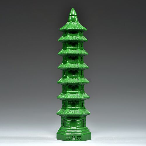 绿色桃木雕刻7层文昌塔实木摆件9层13层文昌塔客厅玄关装饰工艺品