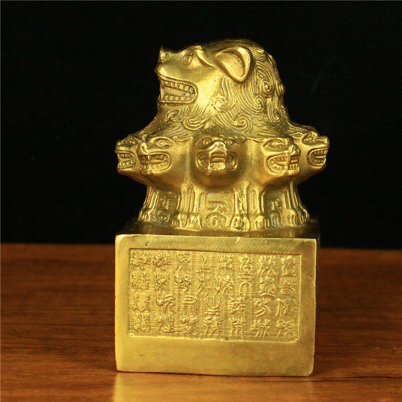 纯铜艺术品九头狮子印玺官印印绶家居装饰工艺品桌面办公室摆放