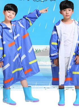 带书包位儿童雨衣学生小学生女童大童连体男童外套拉链款公主雨衣