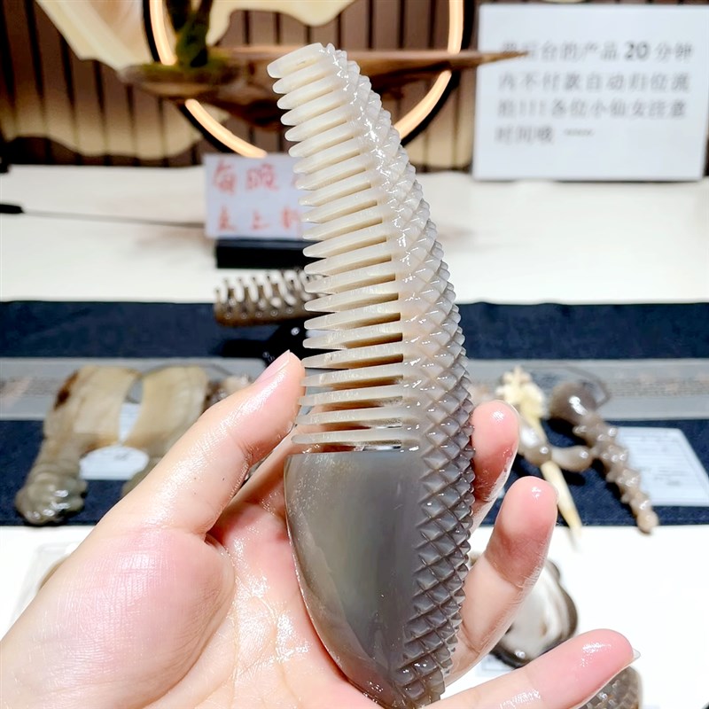 白水牛角梳头部经络梳迷你便携小梳子女士专用防静电头疗梳按摩梳
