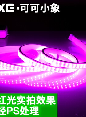 双排灯带led客厅吊顶超高亮三排金黄光220V户外防水紫色粉红灯带