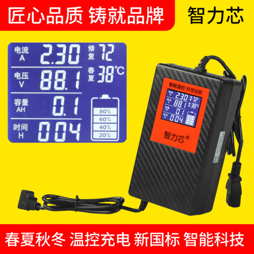 新款大功率锂电池电动车充电器48V60V72V通用三元聚合物 智能断电