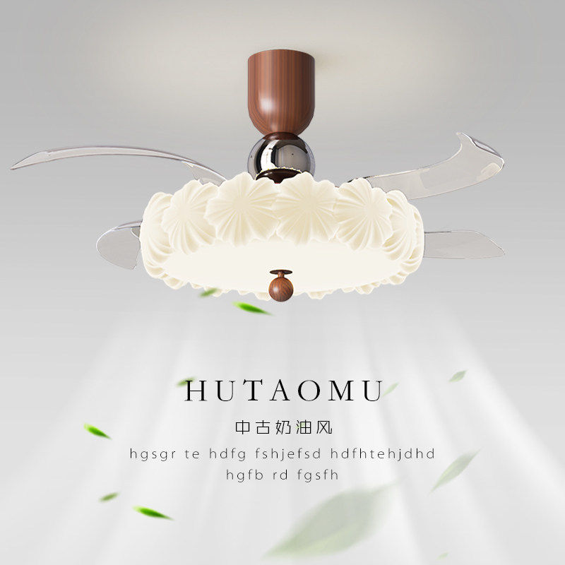 中古餐厅隐形风扇灯2025新款主卧室房间变频静音一体中山吊扇灯具图片