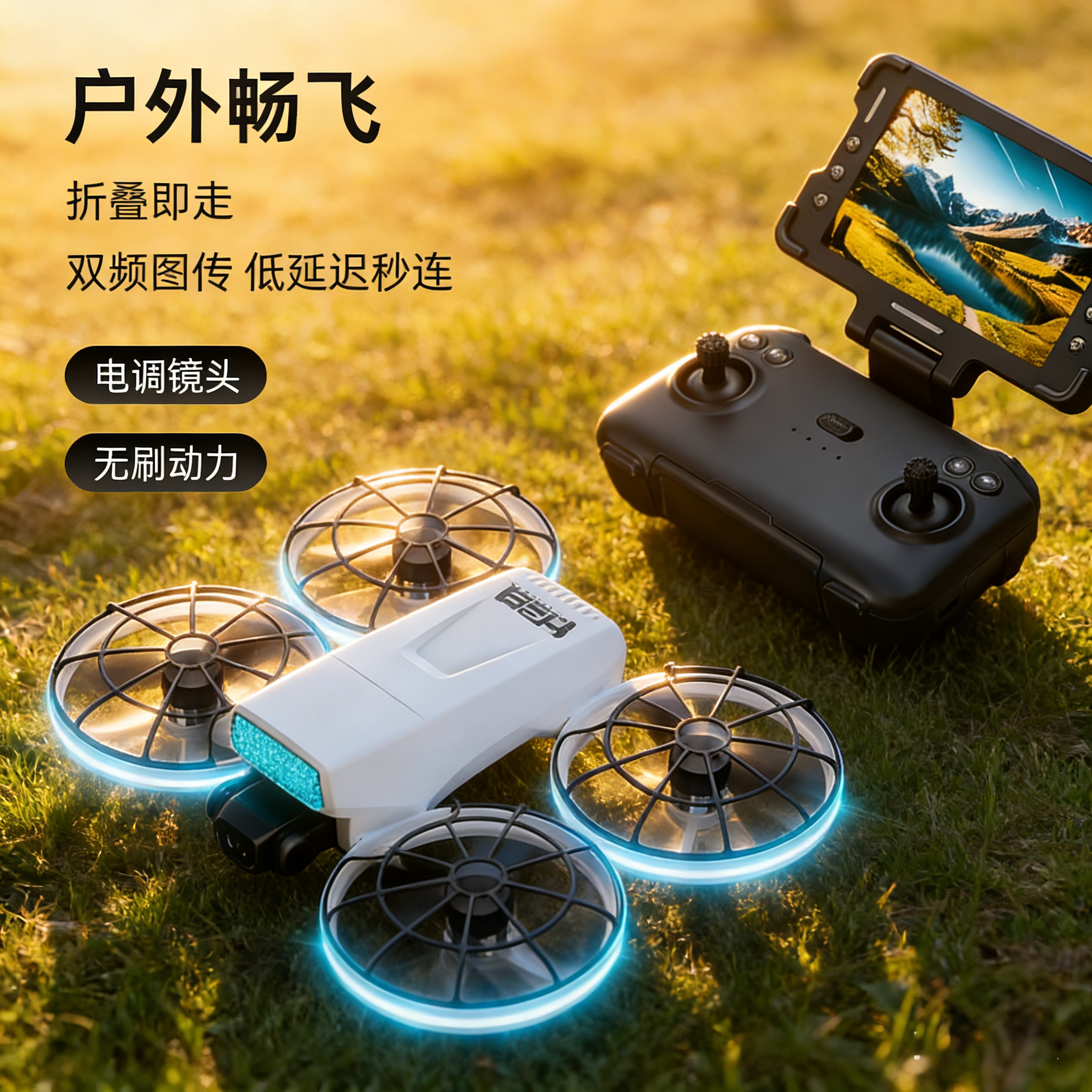 新款H28无人机高清摄像头带屏遥控光流定位无刷动力遥控飞机