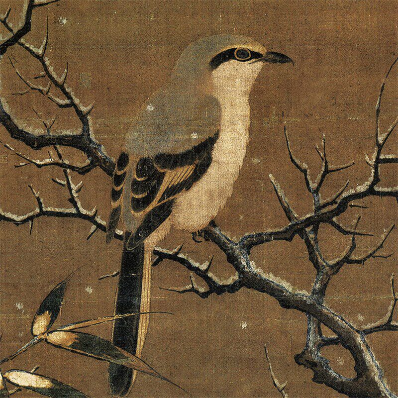 宋李迪雪树寒禽图花鸟画卷轴挂画仿古画复制品字画玄关装饰画字画