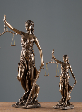 仿铜司法公平公正正义女神忒弥斯雕塑雕像律师办公室法律天平摆件