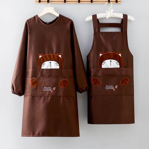 工作服定制时尚围裙长袖防污透气耐磨餐饮女厨房做饭印字logo