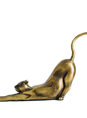 纯铜豹子摆件金属工艺品 创意家居办公室书桌装饰动物小摆设 金豹