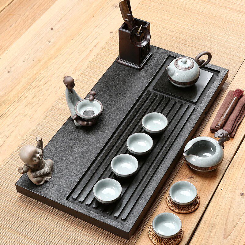 友尚乌金石茶盘茶具套装整块天然紫砂功夫茶具茶台石头茶盘紫砂壶