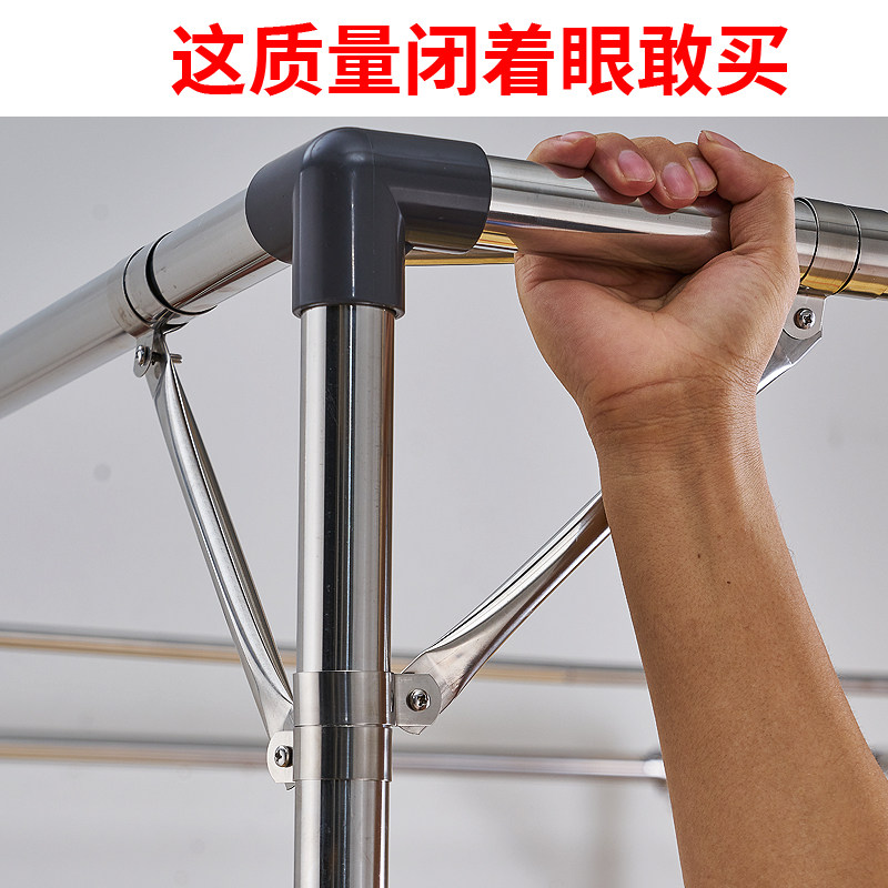 32管特厚不锈钢不拼接支架杆子加粗加厚1.25米1.8m三开门加密蚊帐