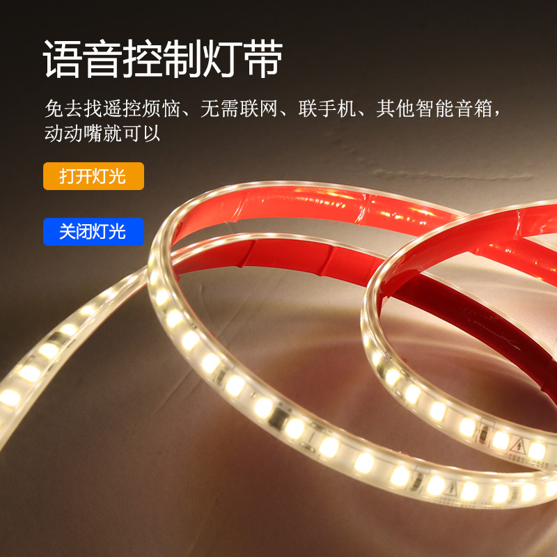 智能语音控制LED防水灯带220v感应粘贴氛围背景墙装饰柔性软灯条