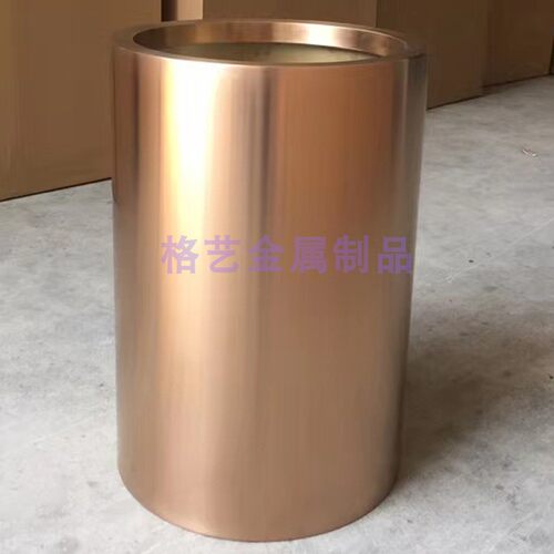不锈钢花盆 花桶落地 圆形绿植金属玫瑰金花盆套 钛黑花箱 花瓶