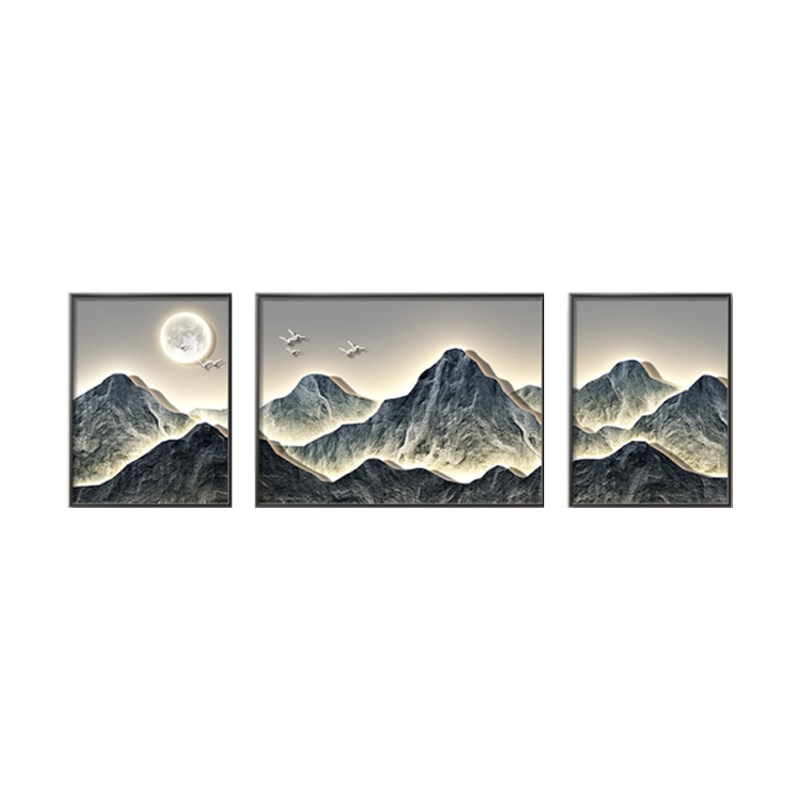 沙发背景墙挂画2023新款背有靠山客厅三连装饰画轻奢高级感墙壁画