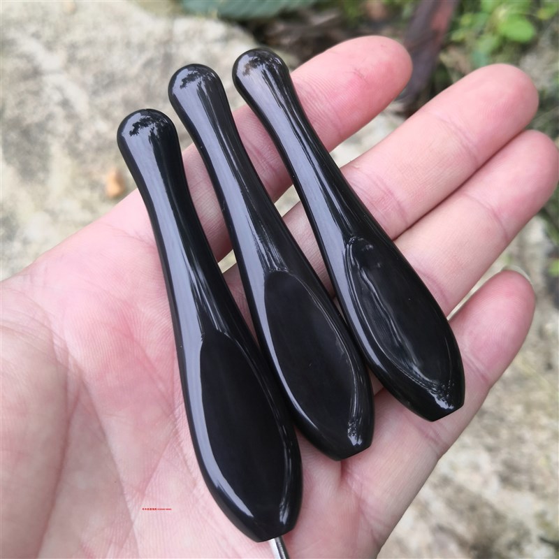 真牛角短柄毛衣勾针毛线蕾丝手钩编织工具牛角勾针柄微钩圆头按摩