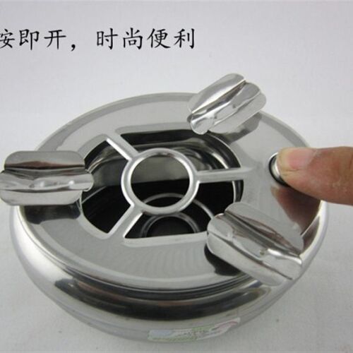 包邮 出口品质 高档 防风带盖 不锈钢 烟灰缸 自动开关式 烟缸
