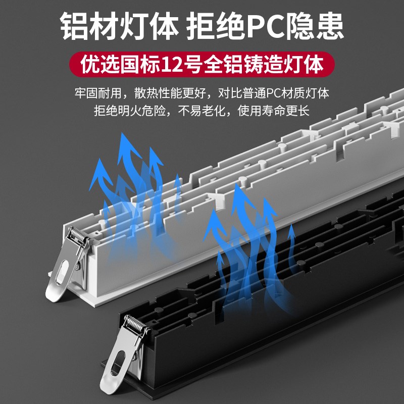 长条射灯led内嵌式格栅灯嵌入式客厅无主灯长方形隔墙防眩条形灯图片