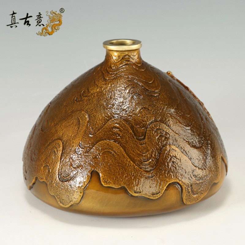 真古意 铜喜上眉梢花瓶花器摆件家居客厅办公室插花装饰工艺礼品