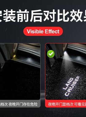 适用于22-24款兰德酷路泽LC300车门迎宾灯改装陆巡镭射灯投影配件