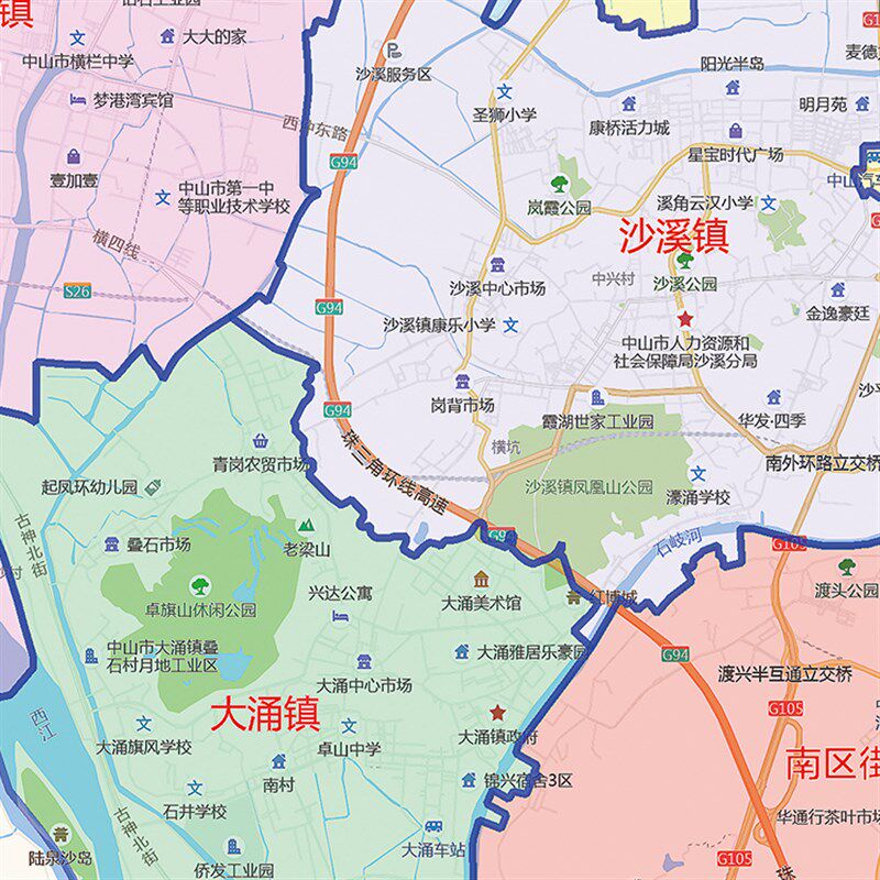 2022新款中山市地图贴图办公室挂图高清防水墙壁贴超大装饰画定制