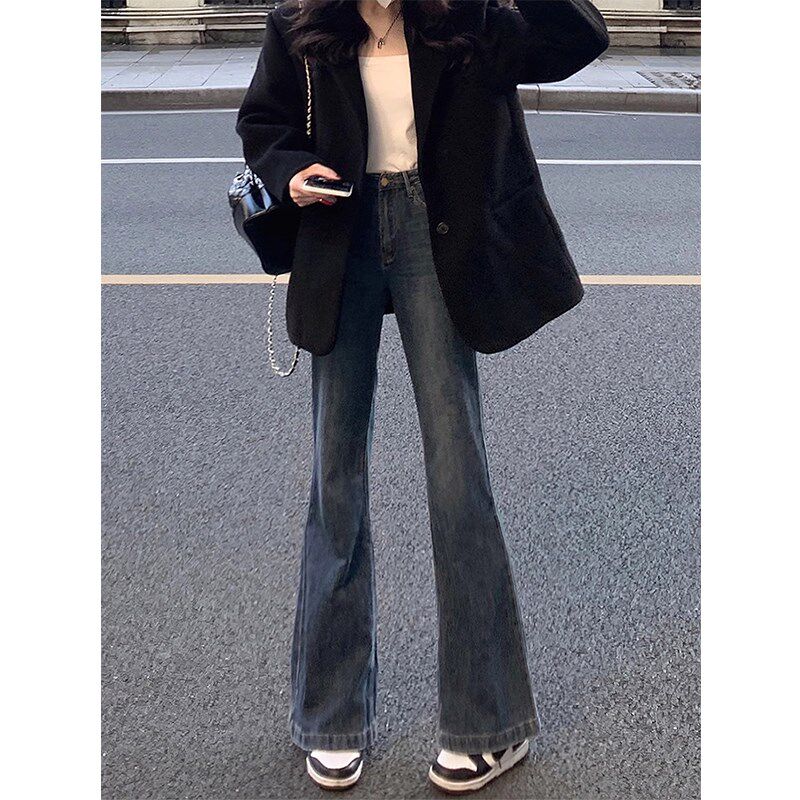 春季大码微喇叭牛仔裤女2024年新款胖mm显瘦高腰梨形身材阔腿裤子