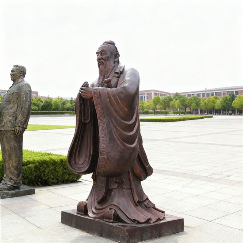 孔夫子玻璃钢人物雕塑制作厂家园林大型校园落地铸铜雕像景观定制