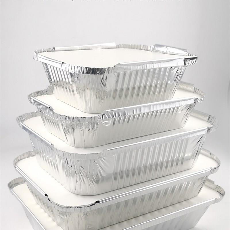 锡纸盒商用一次性外卖打包长方形铝箔餐盒烧烤烤鱼焗饭加厚带盖盒