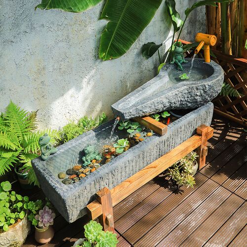 汉韵堂庭院露台花园流水摆件室外循环水摆件鱼池造景喷泉造景水池