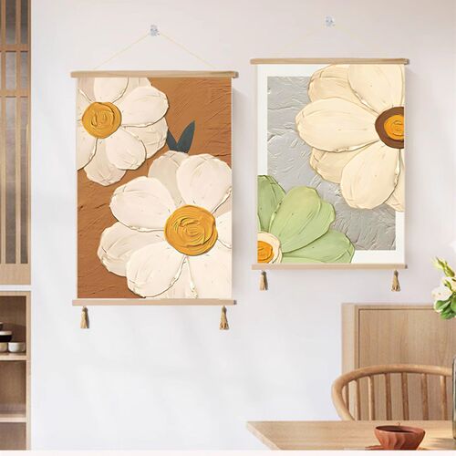 奶油风客厅装饰画侘寂风花朵卧室牀头饭厅玄关民宿挂画电表箱遮挡