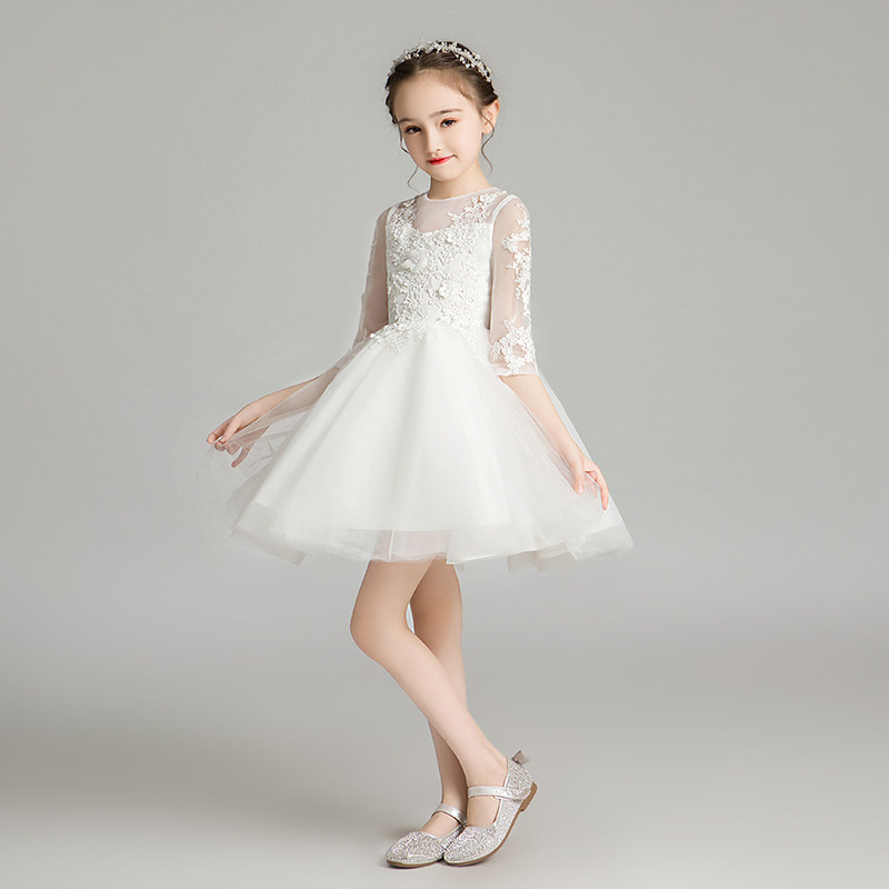 儿童礼服女童公主裙小孩花童婚纱周岁生日主持人舞台钢琴演奏高端